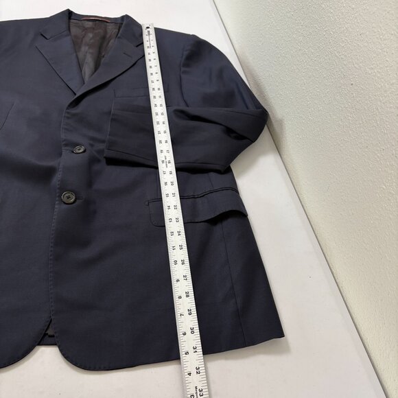 Hickey Freeman Worsted Wool Blazer Jacket Size 44R Navy Two Button Sport Coat - Picture 14 of 15